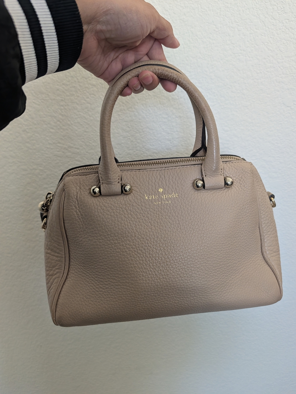 kate spade Pebbled Leather Dome Mini Satchel in Taupe